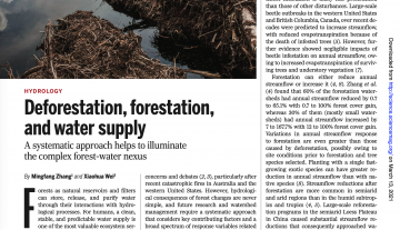 Deforestation, forestation and water supply – Science, March 5, 2021